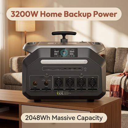 BEONE P3200 3200W Portable Power Station | 2048Wh LiFePO4 Solar Generator