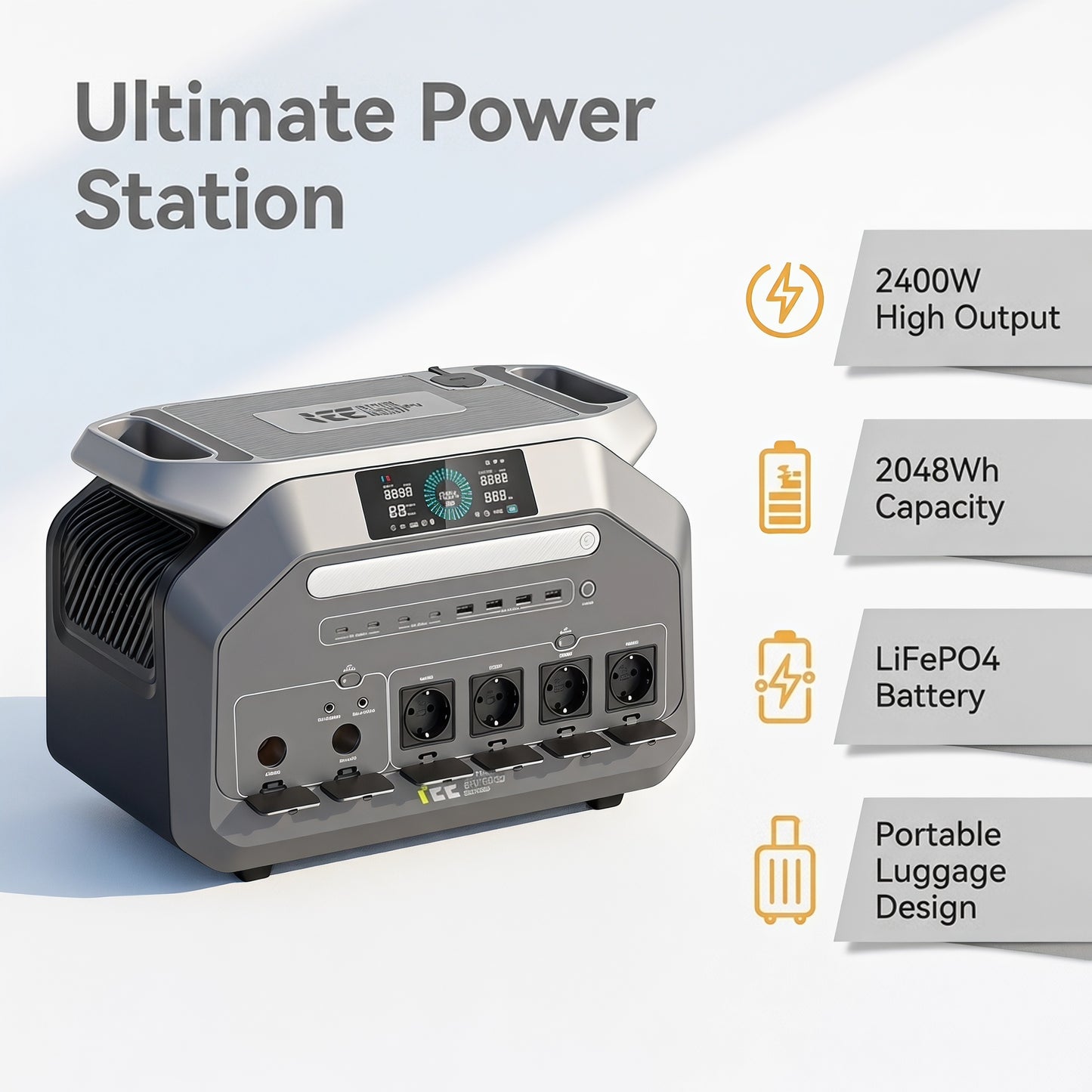 BEONE P2400 2400W Portable Power Station | 2048Wh LiFePO4 Solar Generator