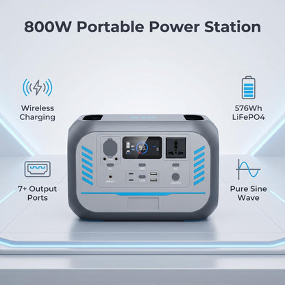 BEONE TJ910 800W Portable Power Station | 576Wh LiFePO4 Solar Generator