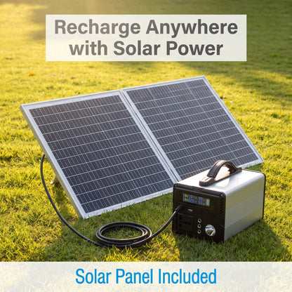 BEONE SP400 400W Portable Power Station with Solar Panel Kit | 192Wh LiFePO4 Solar Generator