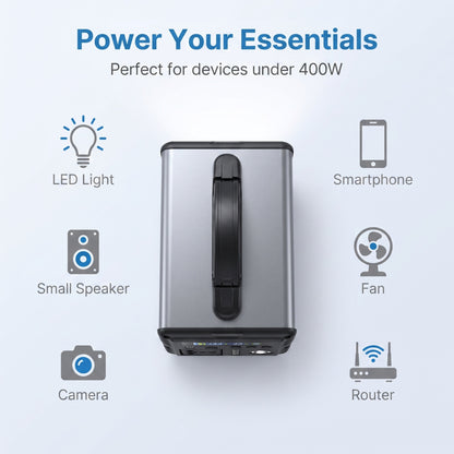 BEONE SP400 400W Portable Power Station with Solar Panel Kit | 192Wh LiFePO4 Solar Generator