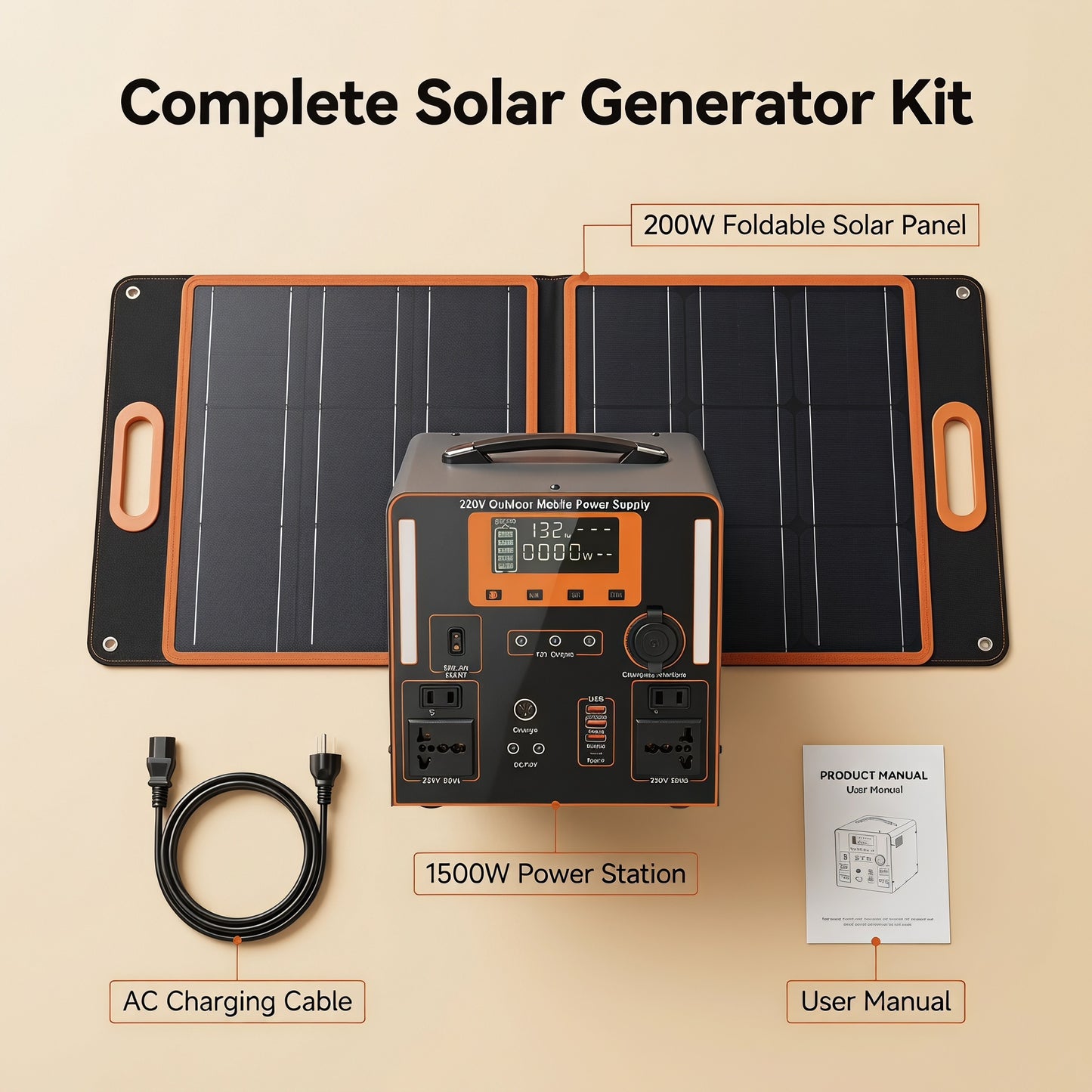 BEONE YJ905 1500W Portable Power Station | 1152Wh LiFePO4 Solar Generator