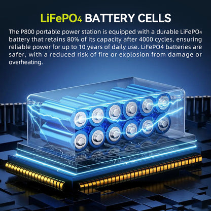 BEONE P800 800W Portable Power Station | 512Wh LiFePO4 Solar Generator