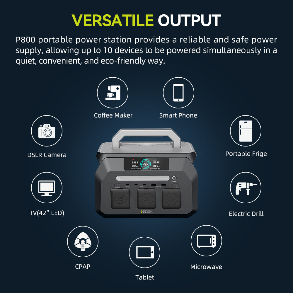 BEONE P800 800W Portable Power Station | 512Wh LiFePO4 Solar Generator