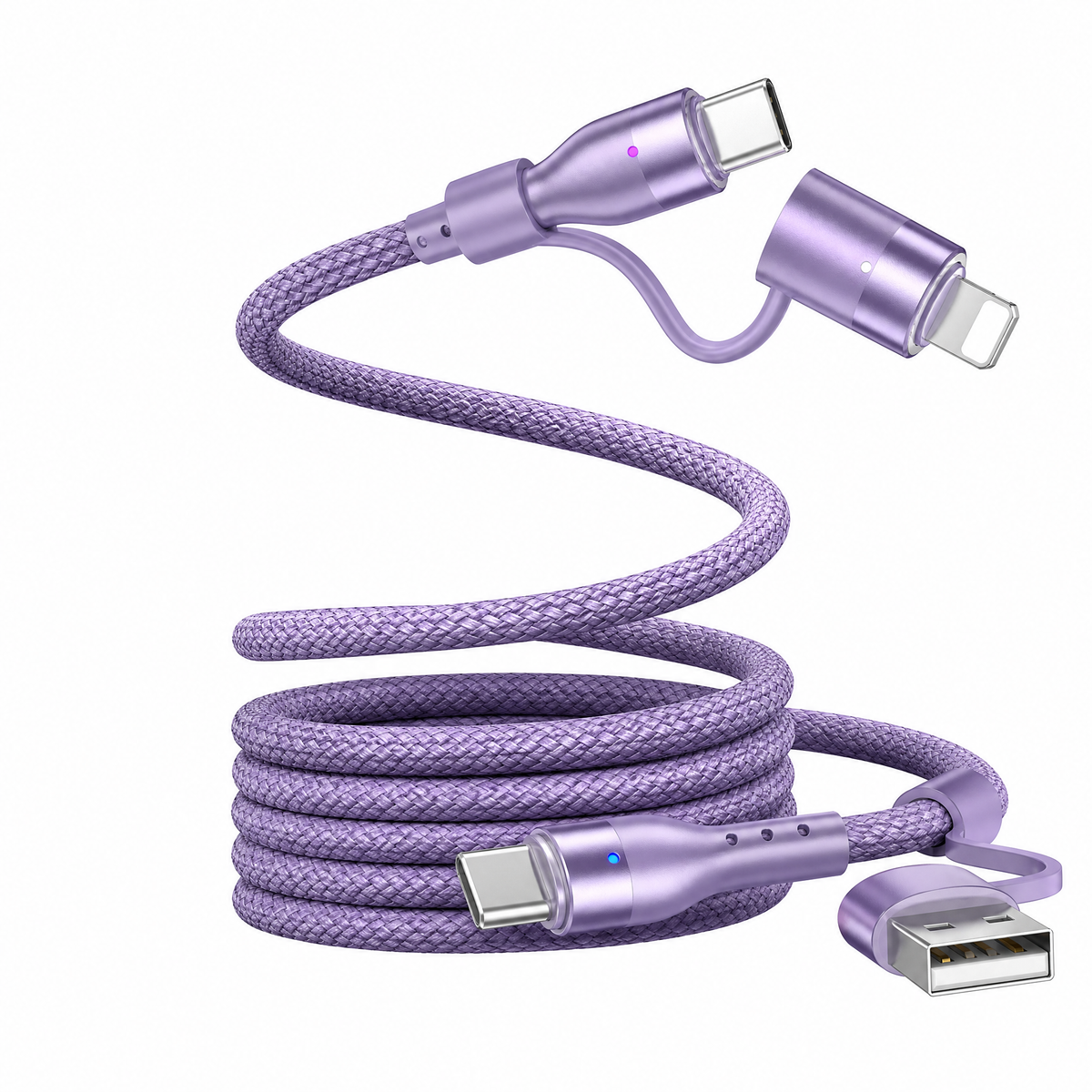 240W 4-in-1 Magnetic Charging Cable with USB-C, USB-A & Lightning