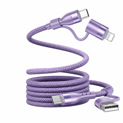 240W 4-in-1 Magnetic Charging Cable with USB-C, USB-A & Lightning