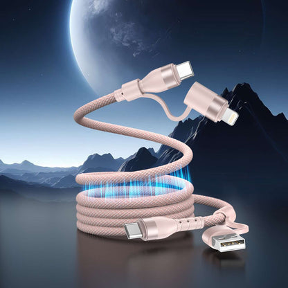240W 4-in-1 Magnetic Charging Cable with USB-C, USB-A & Lightning