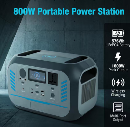BEONE TJ910 800W Portable Power Station | 576Wh LiFePO4 Solar Generator