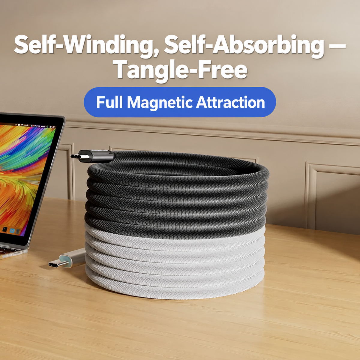 240W 4-in-1 Magnetic Charging Cable with USB-C, USB-A & Lightning