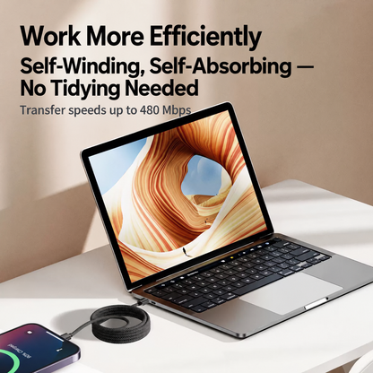240W 4-in-1 Magnetic Charging Cable with USB-C, USB-A & Lightning