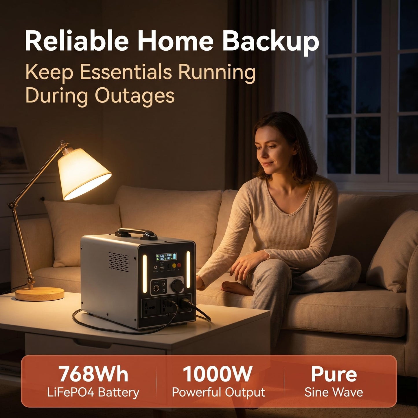 BEONE YJ905 1000W Portable Power Station | 768Wh LiFePO4 Solar Generator