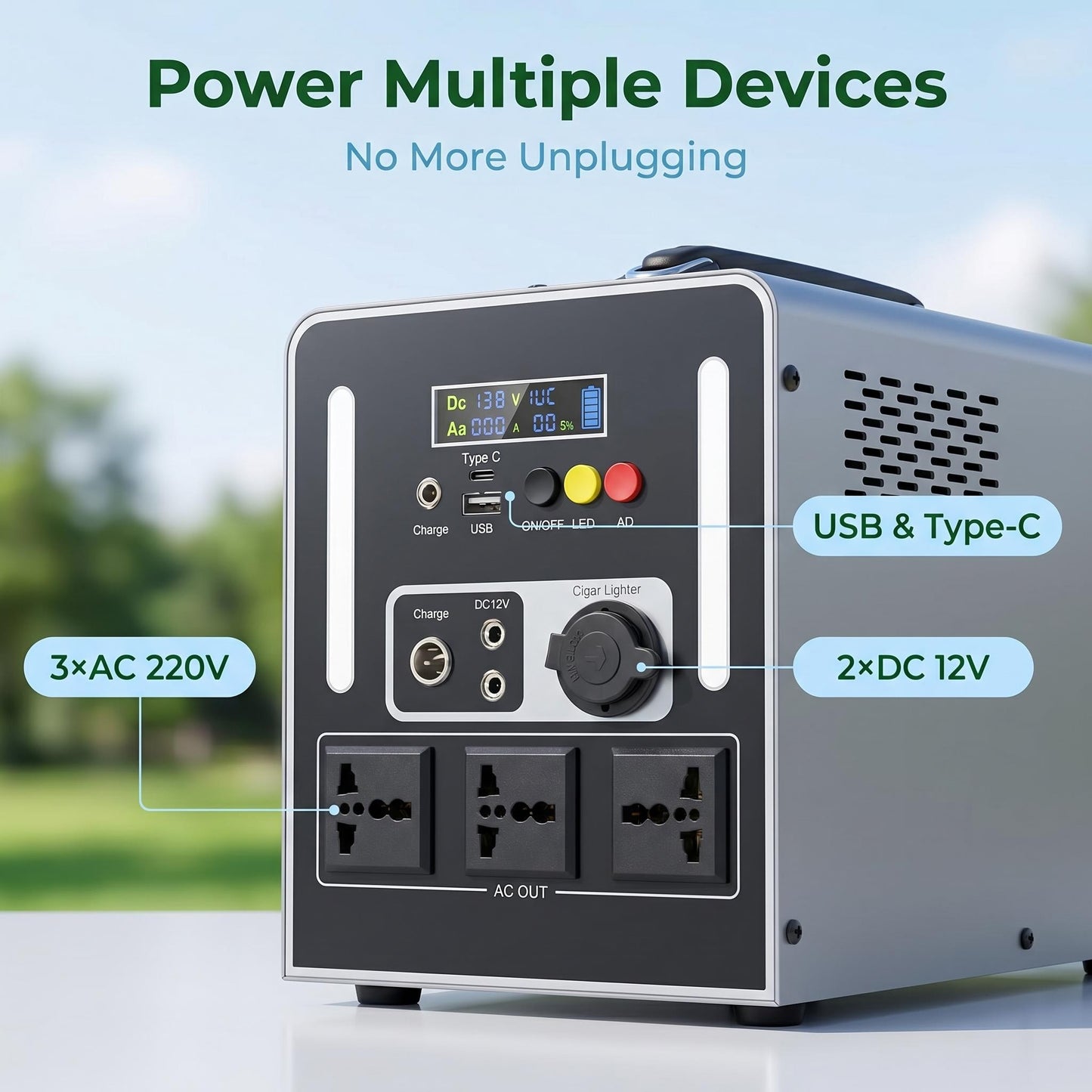 BEONE YJ905 1000W Portable Power Station | 768Wh LiFePO4 Solar Generator