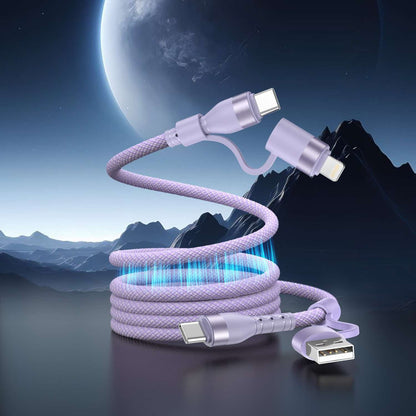 240W 4-in-1 Magnetic Charging Cable with USB-C, USB-A & Lightning