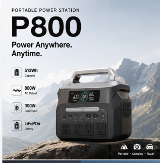 BEONE P800 800W Portable Power Station | 512Wh LiFePO4 Solar Generator