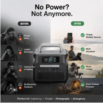BEONE P800 800W Portable Power Station | 512Wh LiFePO4 Solar Generator