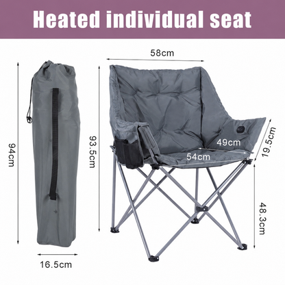 Heated Double Camping Chair with 3 Heat Settings – Portable Folding Loveseat